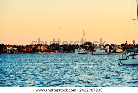 Sarasota bay harbor and bay front sun set landscape	