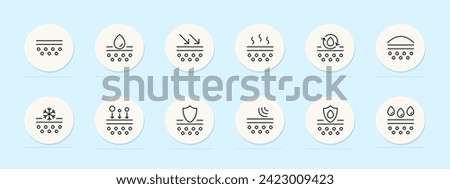 Skin protection line icon. Nourishes, hydrates, soothes, rejuvenates, and fortifies the skin barrier. Pastel color background. Vector line icon for business and advertising Royalty-Free Stock Photo #2423009423