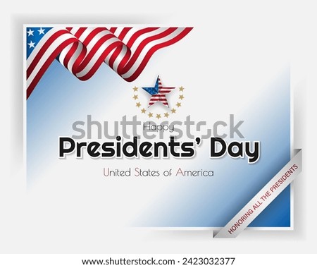 Holidays, design, background with texts and national flag colors for American Presidents Day, event celebration; Vector illustration
