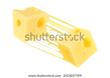 Tasty cheese stretching in air on white background Royalty-Free Stock Photo #2423037599