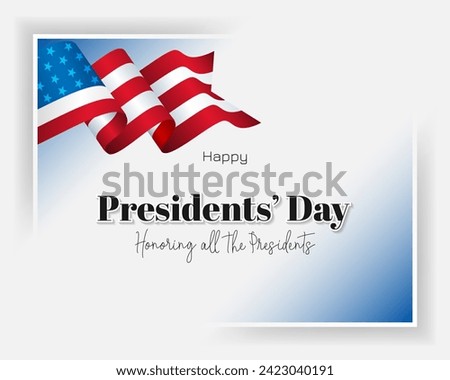 Holidays, design, background with handwriting texts and national flag colors for American Presidents Day, event celebration;