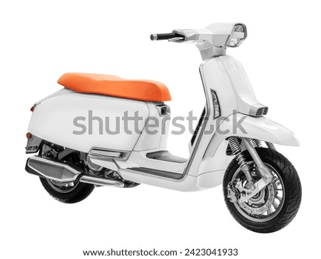 White retro scooter isolated on white background with clipping path Royalty-Free Stock Photo #2423041933