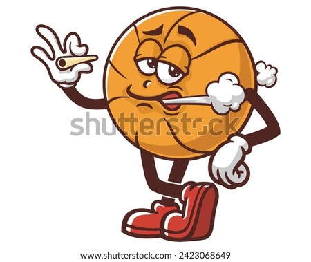 smoking Basketball cartoon mascot illustration character vector clip art hand drawn