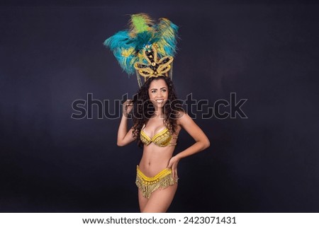 Beautiful young dancer woman ready for carnival