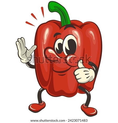 vector isolated clip art illustration of cute bell peppers mascot giving a thumbs up, work of handmade