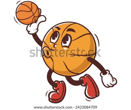 Basketball playing slam dunk of basketball cartoon mascot illustration character vector clip art hand drawn