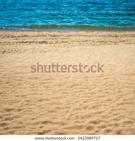 Seascape abstract beach background. blur bokeh light of calm sea and sky.