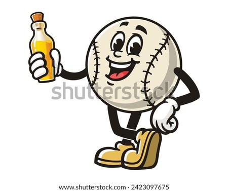 Baseball with oil a baseball glove cartoon mascot illustration character vector clip art hand drawn