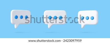 3D speech bubble icons, isolated on blue background. 3D Chat icon set. Chatting box, message box. 3d rendering. Vector illustration Royalty-Free Stock Photo #2423097959
