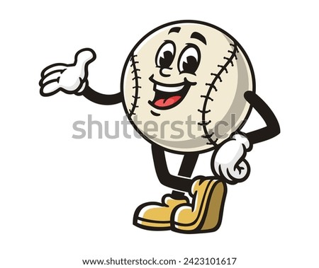 Baseball cartoon mascot illustration character vector clip art hand drawn