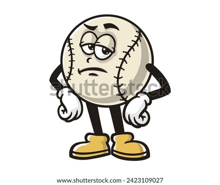 grumpy Baseball cartoon mascot illustration character vector clip art hand drawn