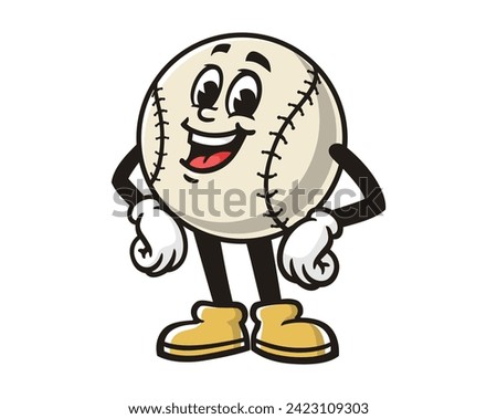Baseball laugh cartoon mascot illustration character vector clip art hand drawn