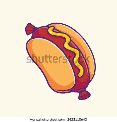 Cartoon floating hot dog icon fast food vector illustration