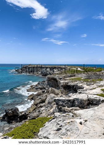 Panoramic View of Caribbean coast Isla Mujeres. Mexico. 