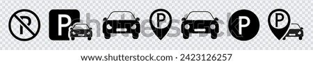 "Enhance traffic visuals with Car Parking Vector Icons – Clear symbols isolated on white background for effective communication in urban settings."