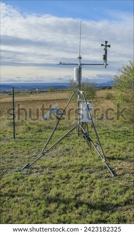 Vineyard weather station at height in the Rioja region used to make weather forecasts