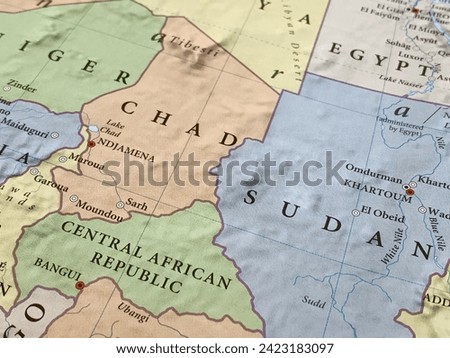Map of Chad and Sudan, world tourism, travel destination, world trade and economy