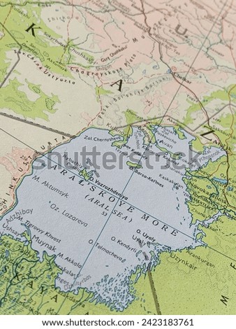 Map of the Aral Sea, Kazakhstan, world tourism, travel destination, world trade and economy