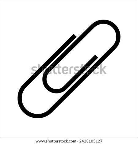 Office Black paper clip icon isolated on white background. Silhouette of a paper clip email attachment line art icon for apps and websites. Vector paper clip icon. Flat design. Office supplies.