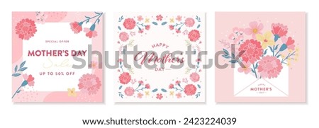 Mother's day banner collection. carnation design. Vector illustration background.
