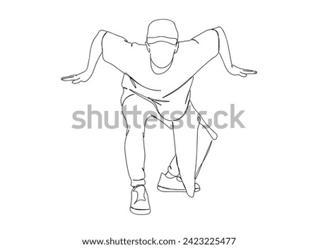 Hip-Hop Dancer single Line Drawing