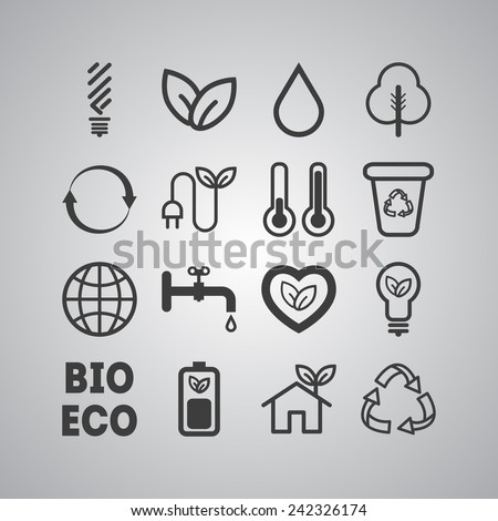 Set of simple ecology icons