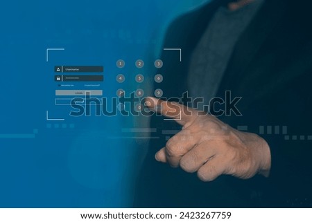 Password and username login page, Cybersecurity concept, Online user authentication sign-in, technology and cybernetics, entering credentials
