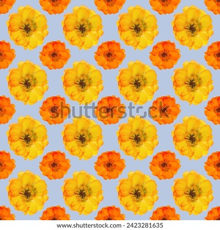 Portulaca. Decorative art-deco design element, floral ornament. Seamless pattern for bandana, shawl, hijab, neck scarf. Kerchief design or tablecloth print, scarf, towel. For textile, cotton fabric. Royalty-Free Stock Photo #2423281635