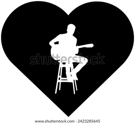 guitar illustration music silhouette love logo musical icon heart outline sound art instrument audio party valentine musician clef pop shape song acoustic day vector graphic background