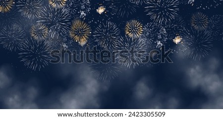 Abstract colored firework  light up the sky with smoky background, free space for text.