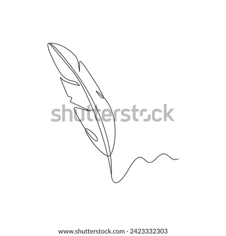 Vector quill pen continuous one line art drawing on white background minimalist art illustration pro. Quill pen single line art
