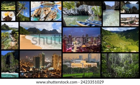 Philippines postcard - travel place landmark photo collage.