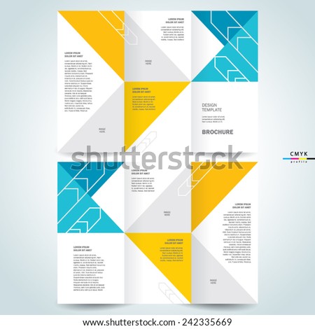 brochure design template vector tri-fold geometric abstract triangles, cmyk profile