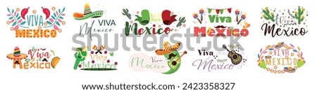 Collection of words VIVA MEXICO on white background