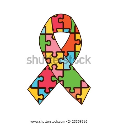 Awareness ribbon on white background. Concept of autism spectrum
