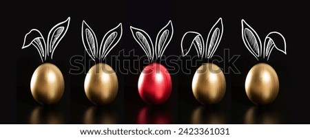 Happy Easter, Rabbits's ears, eggs.
