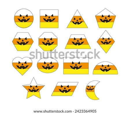Halloween Jack o lantern candy corn shapes for kids. Clip art to create math worksheet and educational games for children. Preschool and kindergarten math centers	