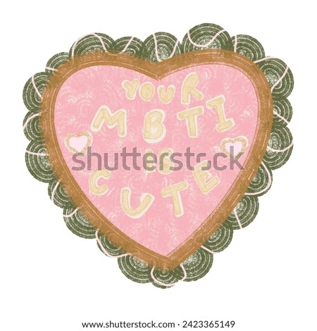 Your MBTI Is CUTE Heart Illustration, Love Cute Stickers, Vintage Abstract Vector, Valentines Day Clip Art
