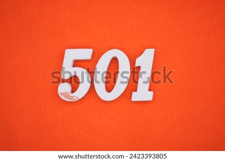 Orange felt is the background. The numbers 501 are made from white painted wood.