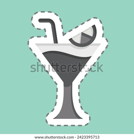 Sticker line cut Martini. related to Cocktails,Drink symbol. simple design editable. simple illustration