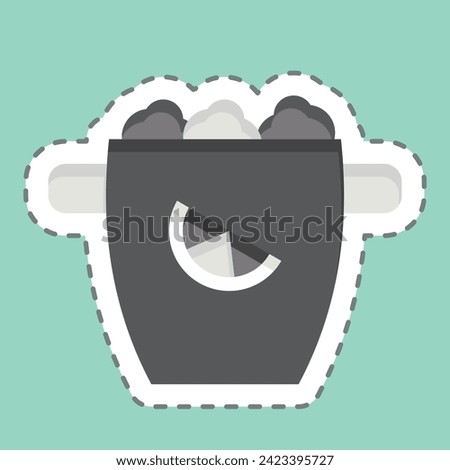 Sticker line cut Ice Bucket. related to Cocktails,Drink symbol. simple design editable. simple illustration