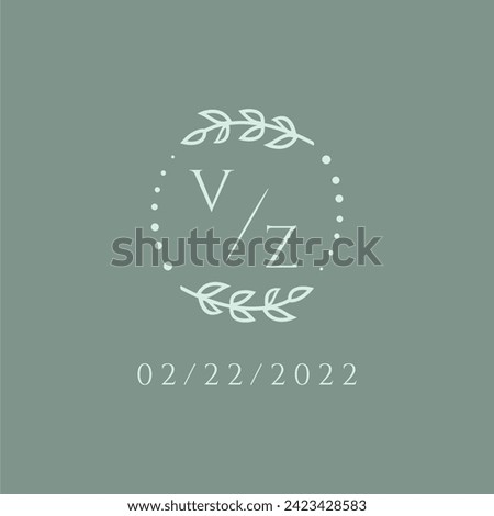 VZ initial modern monogram wedding with creative circle line