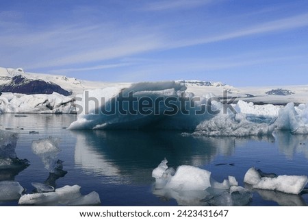 Jökulsárlón is a large glacial lake in southern part of Vatnajökull National Park, Iceland