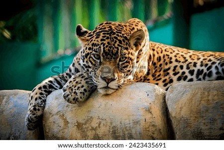 Beautifull cheetah lying on rock