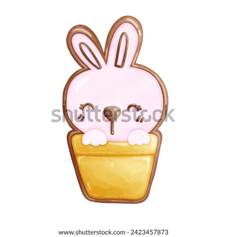 Easter rabbit cookie clip art, rabbit cartoon images, Easter cartoon images, cute cookie dessert images.