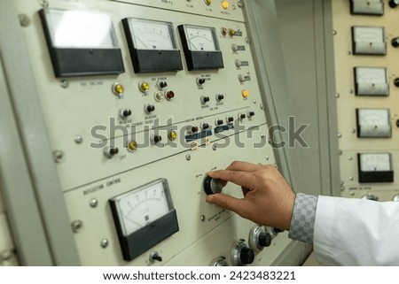 Control Panel of a Cyclotron Particle Accelerator Royalty-Free Stock Photo #2423483221