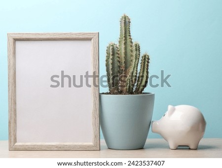 Home decor and photo frame on the table.