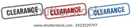 clearance square isolated sign set. clearance stamp Royalty-Free Stock Photo #2423539797