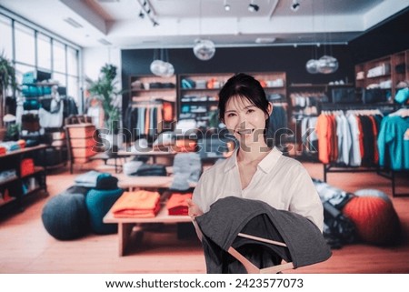 Young woman shopping at a clothing store