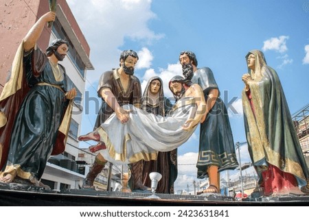 Step of the Holy Burial of the Calvary Church in Guatemala Royalty-Free Stock Photo #2423631841